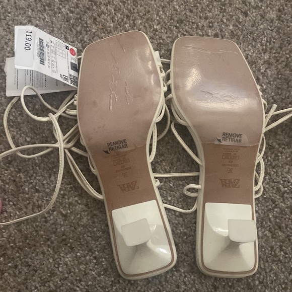 NWT Zara white heel strappy shoes size 6 - Picture 4 of 6